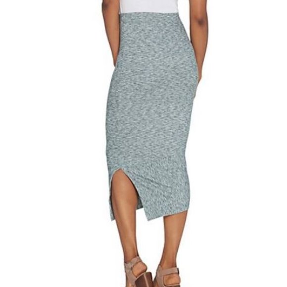 G.I.L.I. Petite Asymmetrical Hem Rib Knit Skirt - Picture 2 of 2